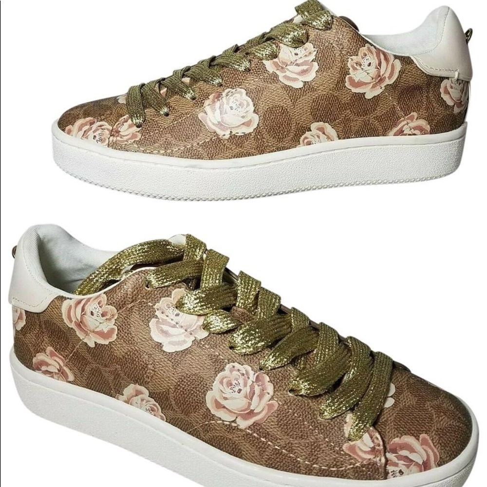 Coach Signature Rose Coated Canvas Low Top Sneaker